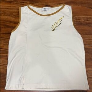 LBH White Tank Top with Gold Trim